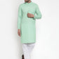 Jompers Men Green & White Solid Kurta with Churidar ( JOKP 611 Green )