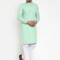 Jompers Men Green & White Solid Kurta with Churidar ( JOKP 611 Green )