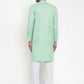Jompers Men Green & White Solid Kurta with Churidar ( JOKP 611 Green )