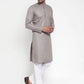 Jompers Men Grey & White Solid Kurta Only ( KO 611 Grey )