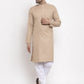 Jompers Men Light-Brown & White Solid Kurta with Churidar ( JOKP 611 Light-Brown )