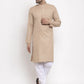 Jompers Men Light-Brown & White Solid Kurta Only ( KO 611 Light-Brown )
