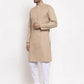 Jompers Men Light-Brown & White Solid Kurta Only ( KO 611 Light-Brown )
