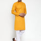 Jompers Men Mustard Yellow & White Solid Kurta with Churidar ( JOKP 611 Mustard )