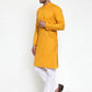 Jompers Men Mustard Yellow & White Solid Kurta with Churidar ( JOKP 611 Mustard )