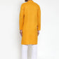 Jompers Men Mustard Yellow & White Solid Kurta with Churidar ( JOKP 611 Mustard )