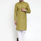 Jompers Men Olive Green & White Solid Kurta with Churidar ( JOKP 611 Olive )