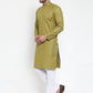 Jompers Men Olive Green & White Solid Kurta with Churidar ( JOKP 611 Olive )