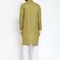 Jompers Men Olive Green & White Solid Kurta with Churidar ( JOKP 611 Olive )