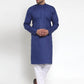 Jompers Men Royal-Blue & White Solid Kurta Only ( KO 611 Royal )