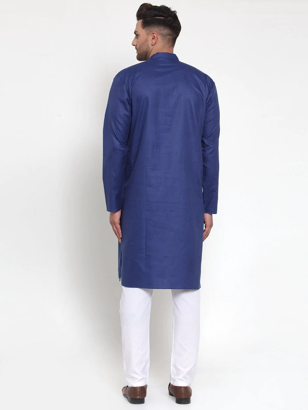 Jompers Men Royal-Blue & White Solid Kurta Only ( KO 611 Royal )