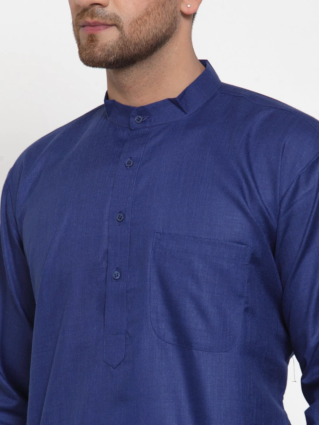 Jompers Men Royal-Blue & White Solid Kurta Only ( KO 611 Royal )