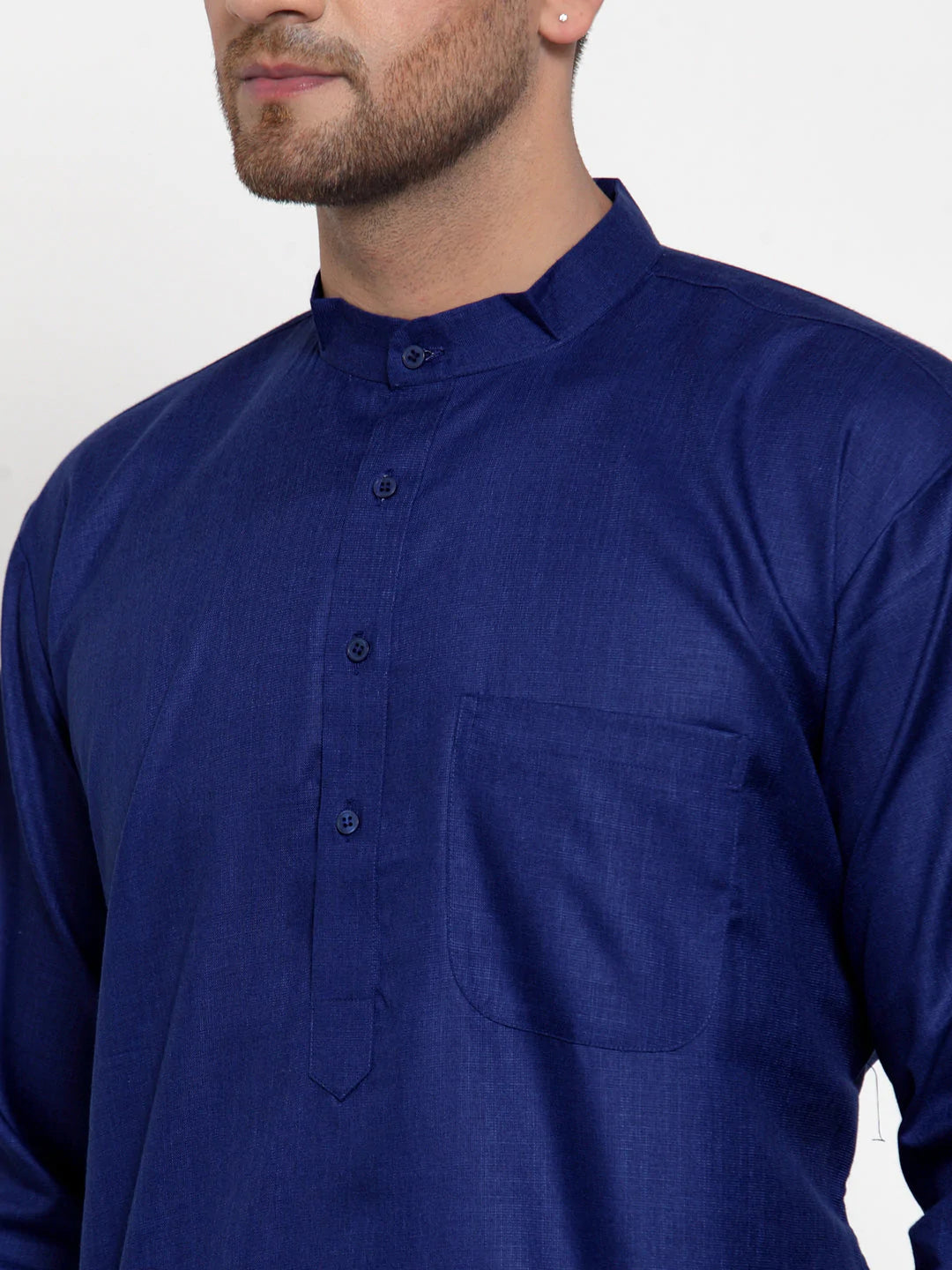 Jompers Men's Royal Blue Cotton Solid Kurta Payjama Sets ( JOKP 611 Royal )