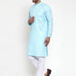 Jompers Men Sky-Blue & White Solid Kurta with Churidar ( JOKP 611 Sky )