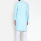 Jompers Men Sky-Blue & White Solid Kurta with Churidar ( JOKP 611 Sky )