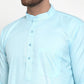 Jompers Men Sky-Blue & White Solid Kurta with Churidar ( JOKP 611 Sky )