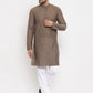 Jompers Men Grey Cotton Printed Kurta with Pyjamas ( JOKP 614 Grey )