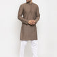 Jompers Men Grey Cotton Printed Kurta with Pyjamas ( JOKP 614 Grey )