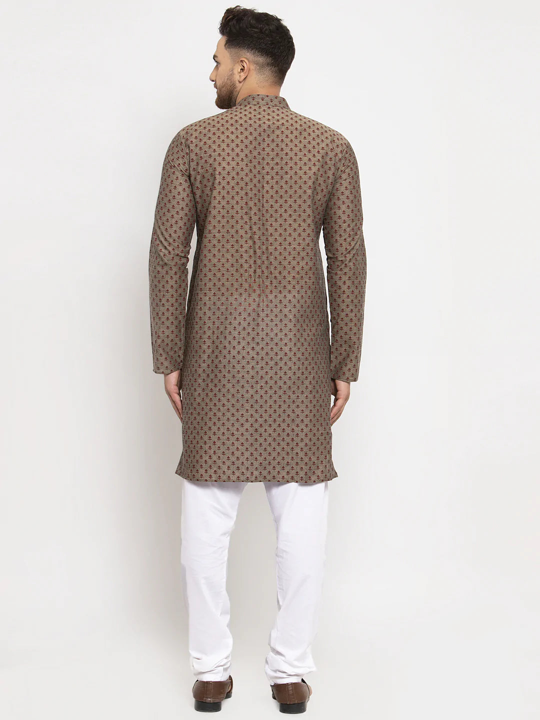 Jompers Men Grey Cotton Printed Kurta with Pyjamas ( JOKP 614 Grey )