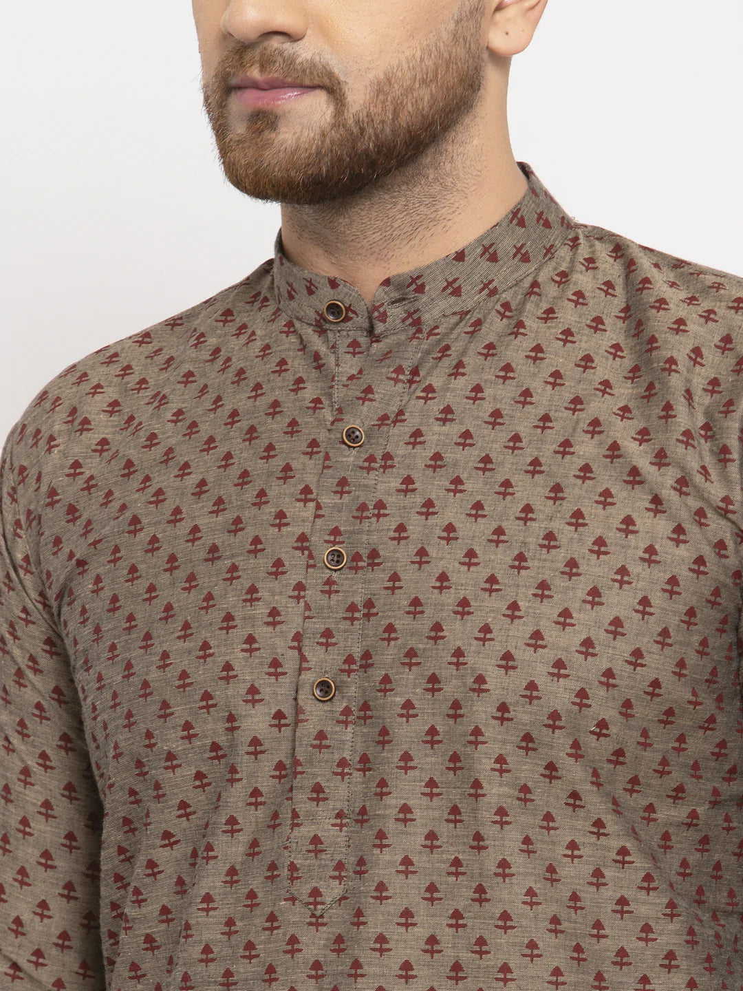 Jompers Men Grey Cotton Printed Kurta with Pyjamas ( JOKP 614 Grey )