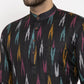Jompers Men Black Woven Design Ikkat Straight Kurta Only ( KO 615 Black )