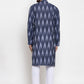 Jompers Men Blue Woven Design Ikkat Straight Kurta with Churidar ( JOKP 615 Blue )