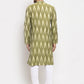 Jompers Men Green Woven Design Ikkat Straight Kurta with Churidar ( JOKP 615 Green )