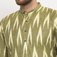 Jompers Men Green Woven Design Ikkat Straight Kurta with Churidar ( JOKP 615 Green )