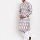 Jompers Men Grey Woven Design Ikkat Straight Kurta with Churidar ( JOKP 615 Grey )
