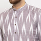 Jompers Men Grey Woven Design Ikkat Straight Kurta Only ( KO 615 Grey )