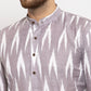 Jompers Men Grey Woven Design Ikkat Straight Kurta with Churidar ( JOKP 615 Grey )