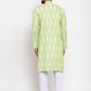 Jompers Men Lime Green Woven Design Ikkat Straight Kurta Only ( KO 615 Lime )