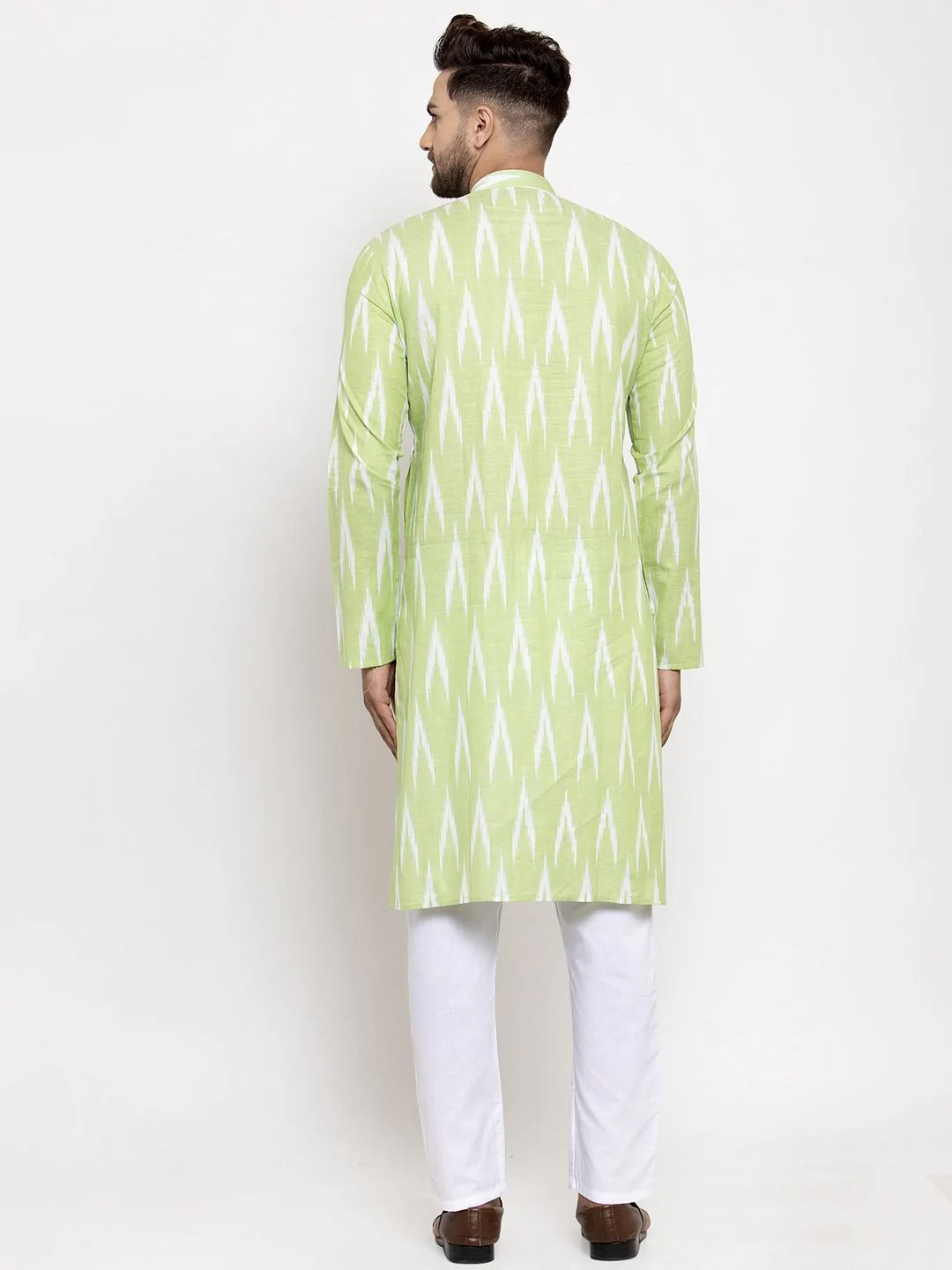 Jompers Men Lime Green Woven Design Ikkat Straight Kurta Only ( KO 615 Lime )