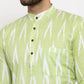 Jompers Men Lime Green Woven Design Ikkat Straight Kurta Only ( KO 615 Lime )