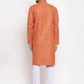 Jompers Men Orange Embroidered Kurta Only ( KO 619 Orange )