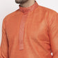 Jompers Men Orange Embroidered Kurta Only ( KO 619 Orange )