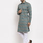 Jompers Men Green & White Woven Design Kurta with Pyjamas ( JOKP 621 Green )