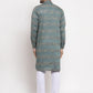 Jompers Men Green & White Woven Design Kurta with Pyjamas ( JOKP 621 Green )