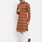 Jompers Men Mustard & White Woven Design Kurta Only ( KO 621 Mustard )