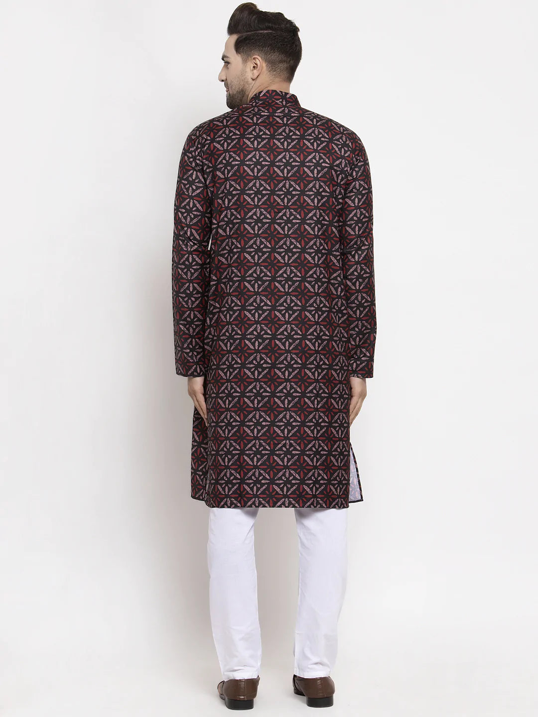 Jompers Men Brown Printed Kurta with Churidar ( JOKP 623 Brown )