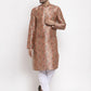 Jompers Men Golden Printed Kurta with Pyjamas ( JOKP 624 Golden )