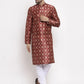 Jompers Men Maroon Printed Kurta Only ( KO 624 Maroon )