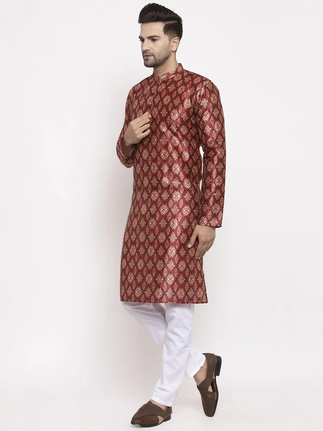 Jompers Men Maroon Printed Kurta Only ( KO 624 Maroon )