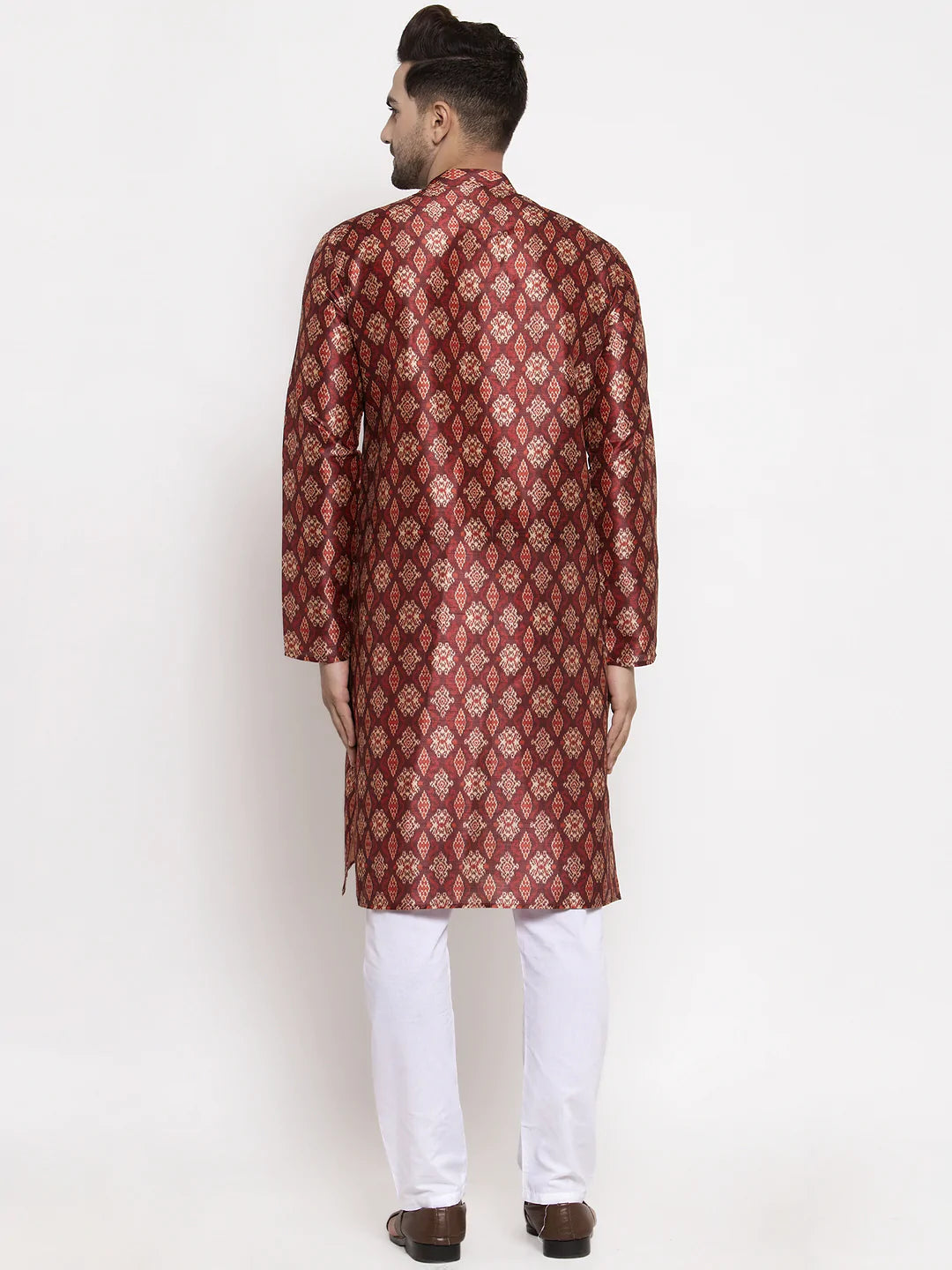 Jompers Men Maroon Printed Kurta with Pyjamas ( JOKP 624 Maroon )