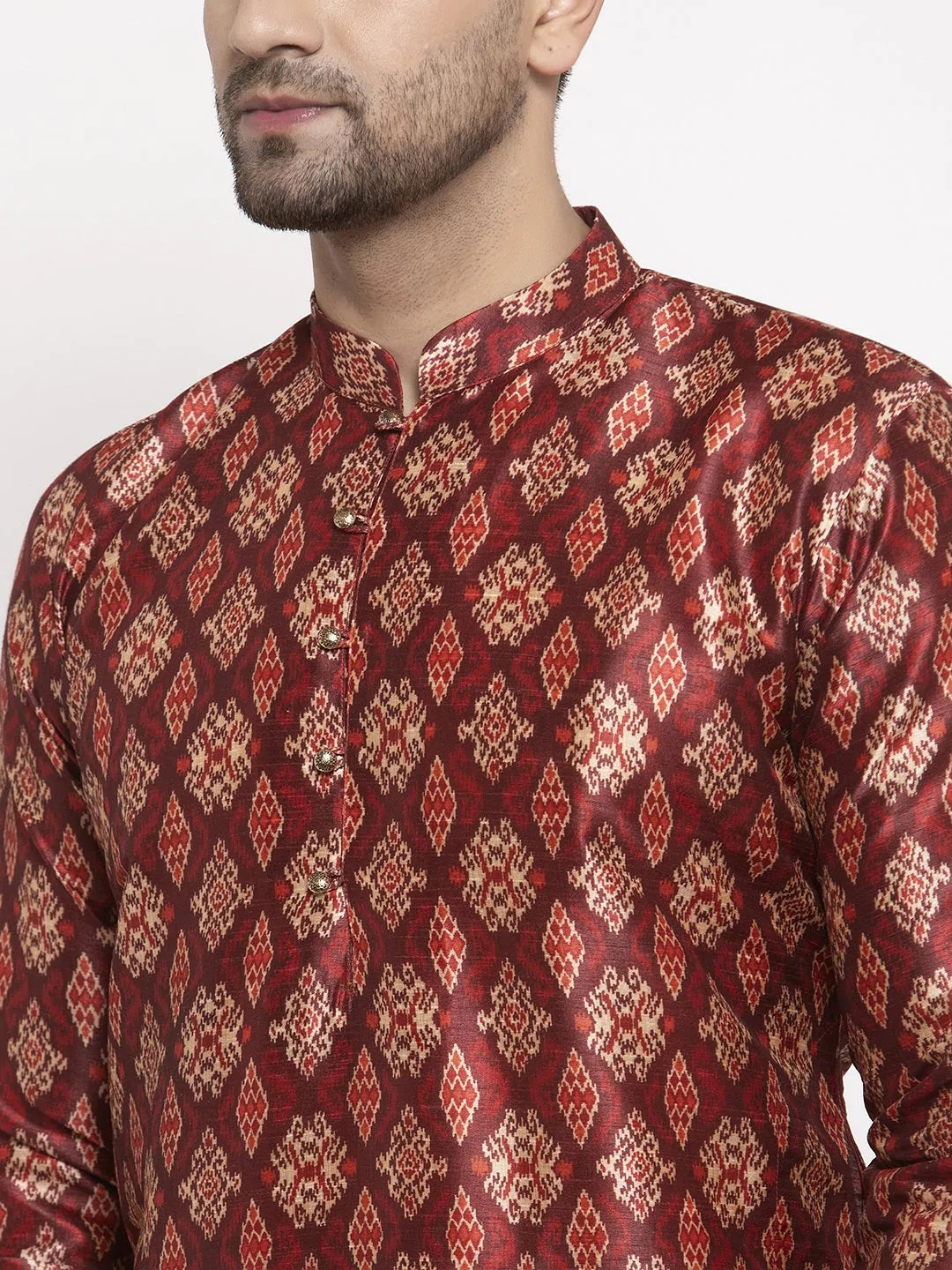 Jompers Men Maroon Printed Kurta Only ( KO 624 Maroon )
