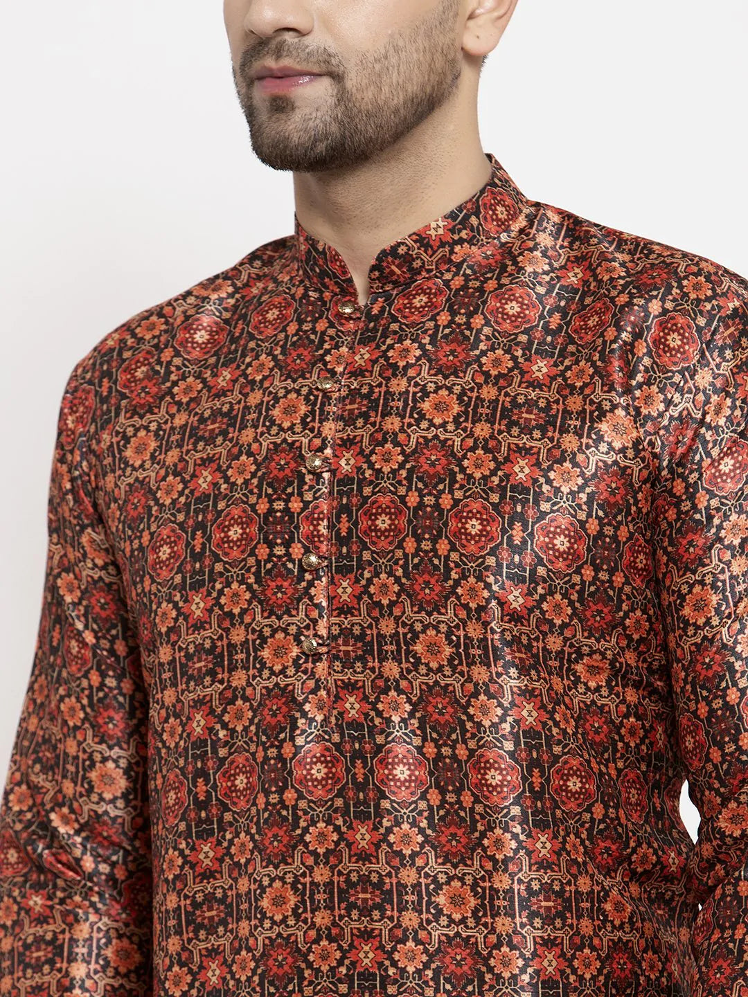 Jompers Men Multi-colour Printed Kurta Only ( KO 624 Multi_Black )