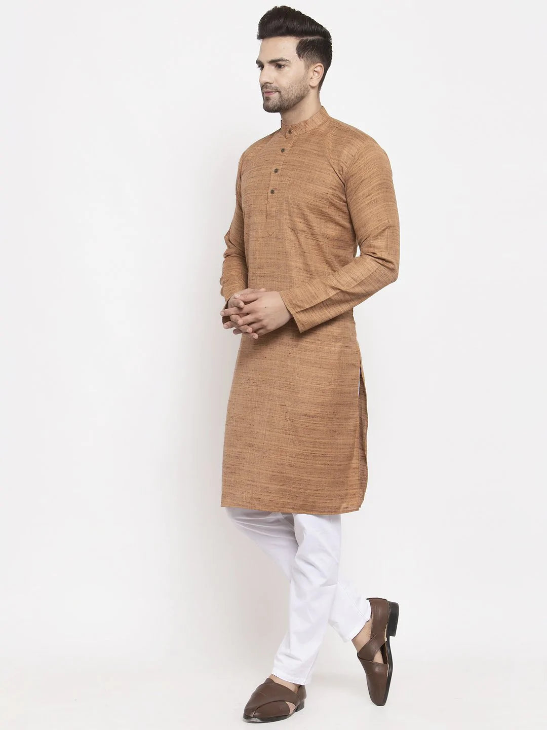 Jompers Men Brown Self Design Kurta Only ( KO 625 Brown )