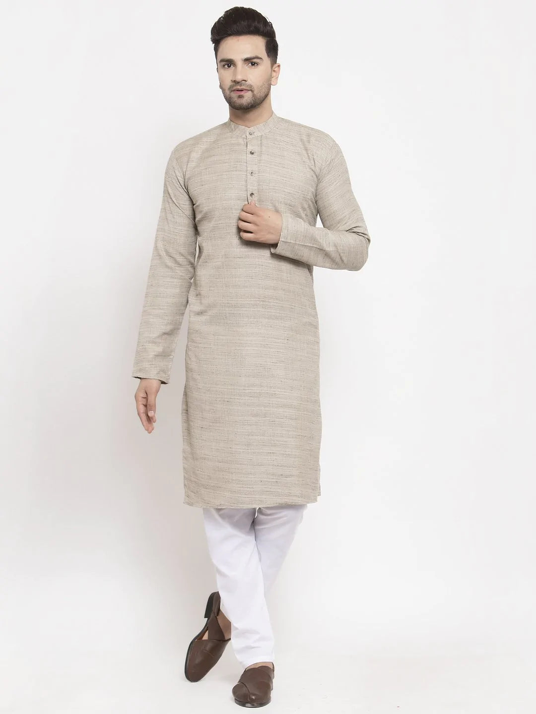 Jompers Men Grey Self Design Kurta Only ( KO 625 Grey )