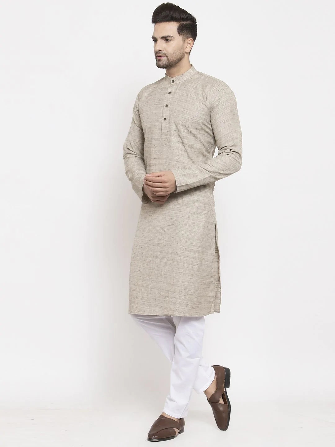 Jompers Men Grey Self Design Kurta Only ( KO 625 Grey )