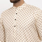 Jompers Men Cream-Coloured Printed Kurta with Pyjamas ( JOKP 627 Off-White )